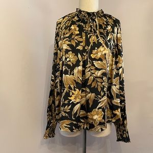 NWT Black and Gold Floral Blouse